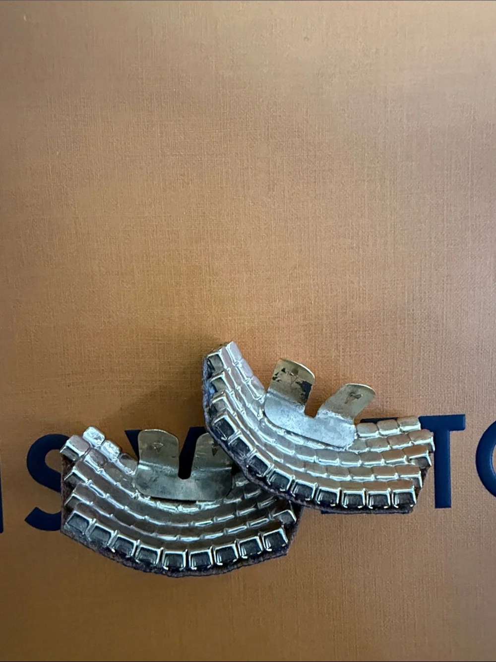Handmade canvas shoe clips on